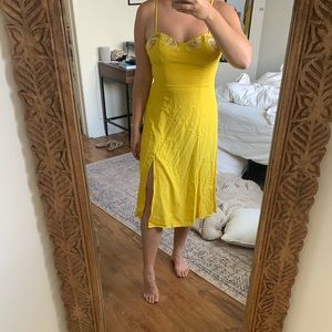 Cleobella embroidered yellow midi dress